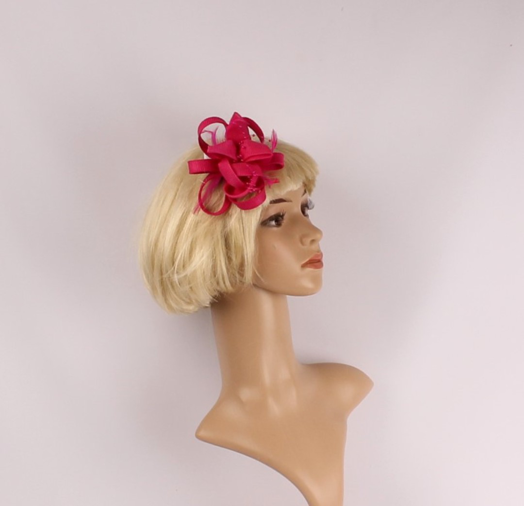  Linen fascinater w beads and feathers hot pink STYLE: HS/4687/HP image 0